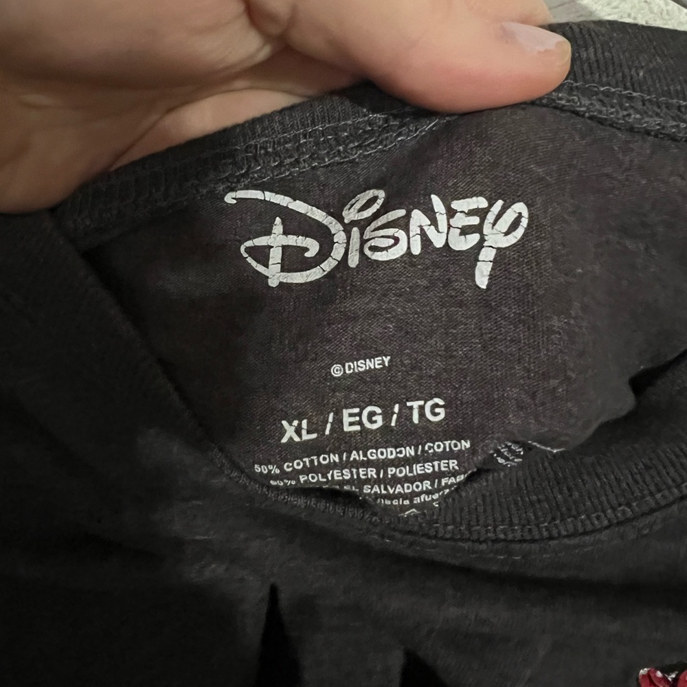 WALT DISNEY WORLD Cropped Heathered Embroidered Minnie Striped Sleeve Wms Sz XL - Picture 3 of 4